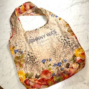 Johnny Was Nylon Leopard Floral Reusable Packable Shopping Tote Bag